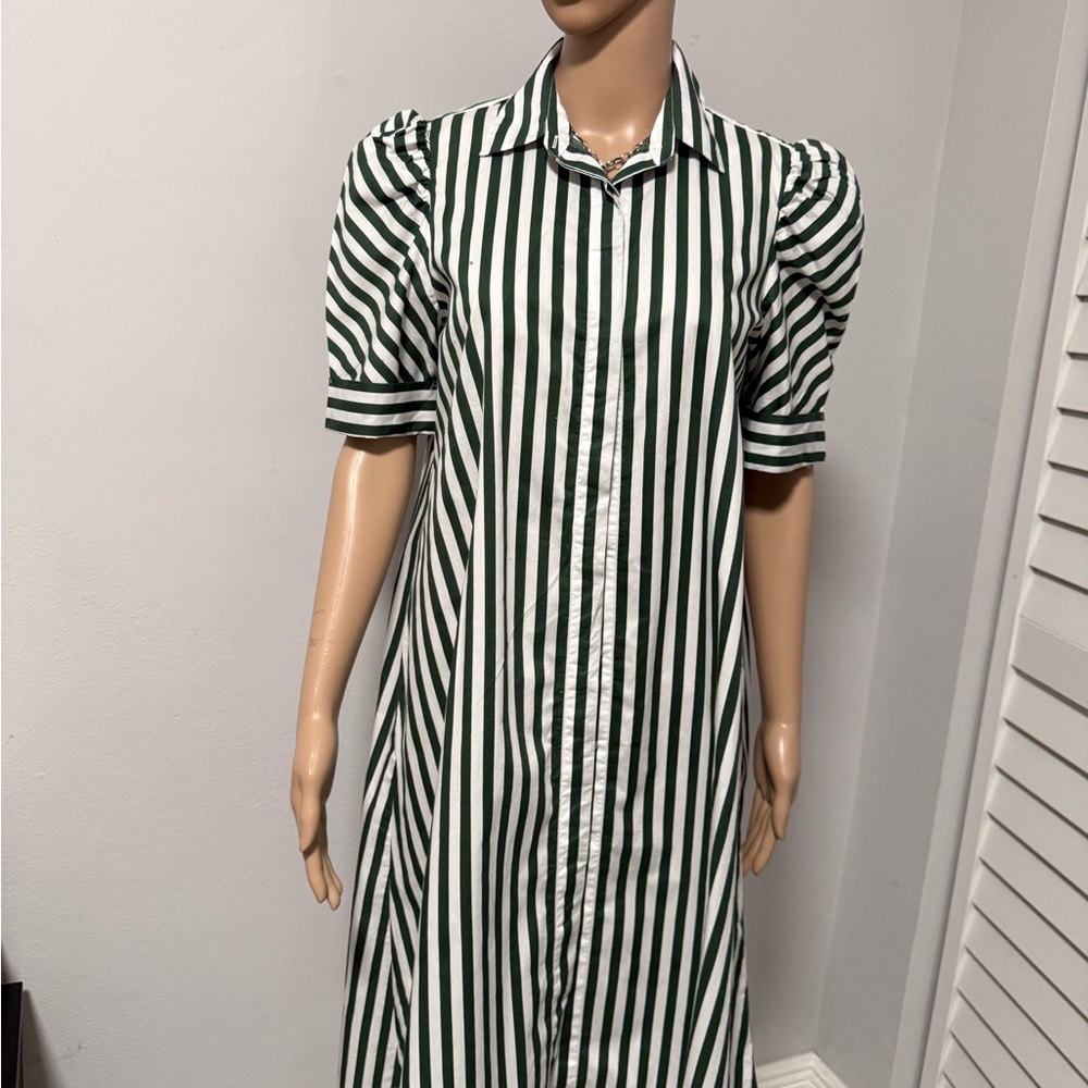 Green and White Striped Dress